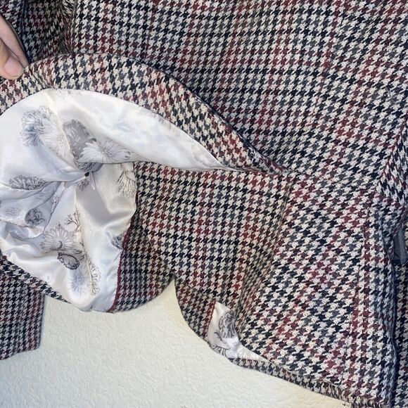 H&M Houndstooth wool Jacket Blazer Womens Dark preppy 8 old money mob - Picture 9 of 13